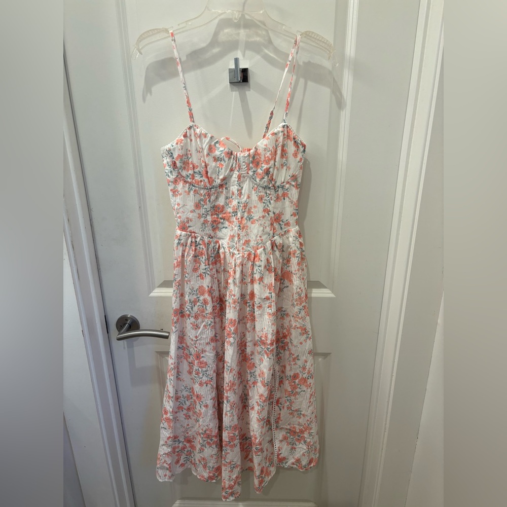 NWT Jessica Simpson Floral corset style Spaghetti Strap Midi Sundress - XS